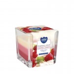 Tricolor Raspberry Cloud - dekorativna sveča v kozarcu